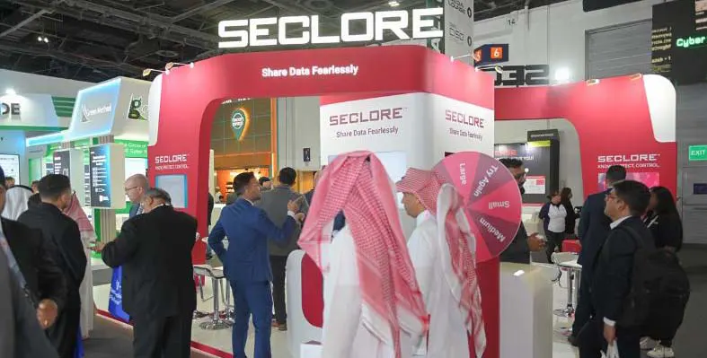 Seclore stand at GISEC. 